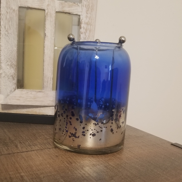 Cobalt blue/ silver mercury glass tealight holder - Picture 4 of 9